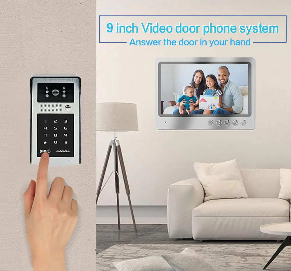 New Tuya 9 Inch Screen WiFi Video Door Doorbell System With RFID Doorbell HD Camera Phone APP Unlock +Electric Control Door Lock