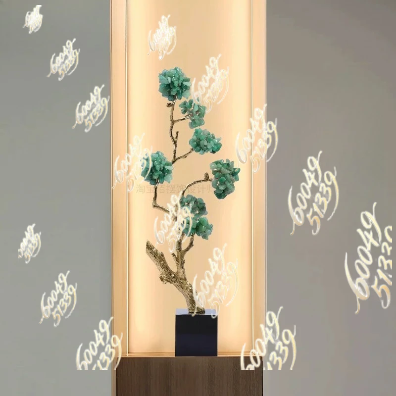 Handcrafted Crystal Money Tree with Artificial Welcome Pine, Home Decor for Entryway & Living Room TV Cabinet