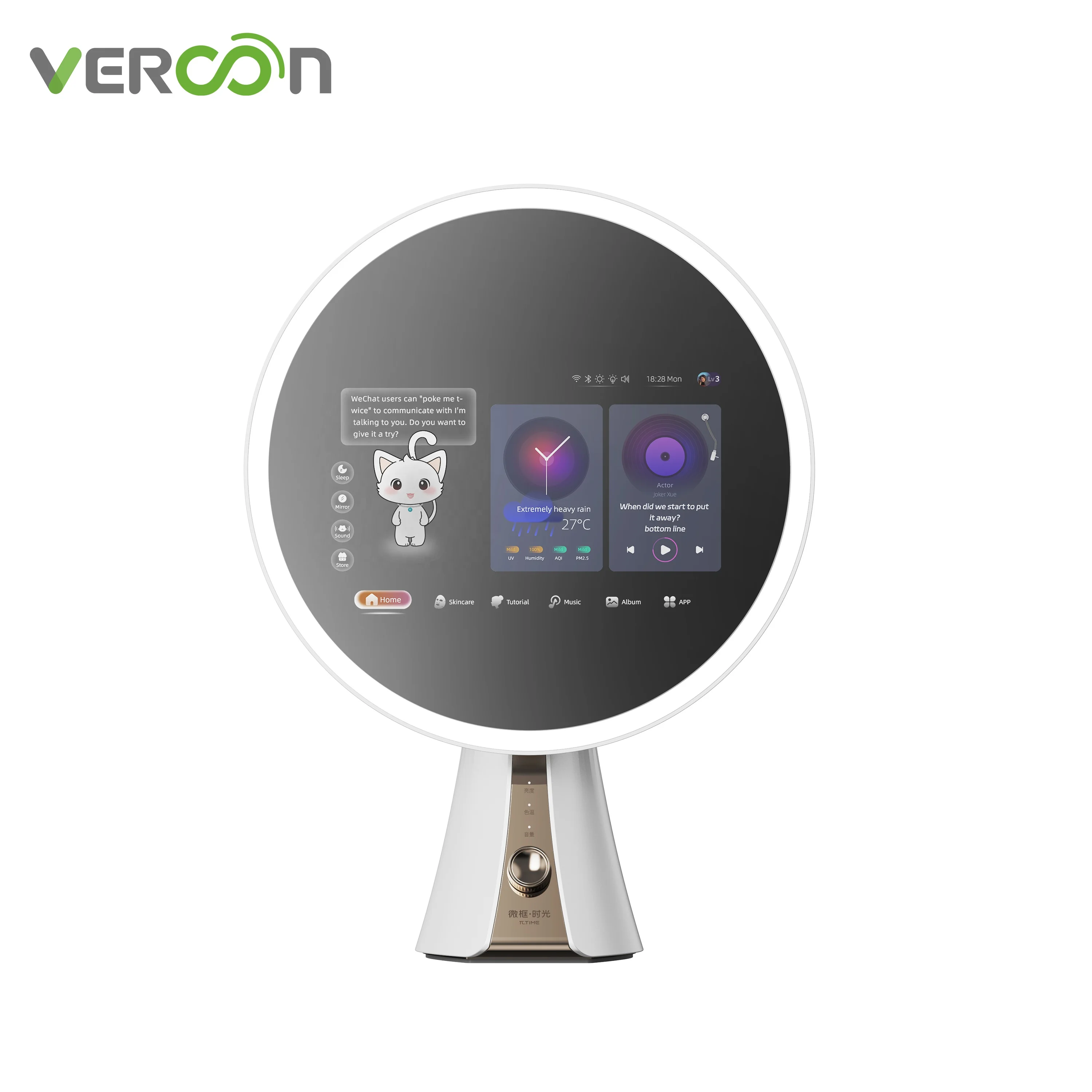 

Desktop Smart Beauty Mirror Adjustable Led Light Android System WiFi Connected Bluetooth Speakers For Person Cosmetic And Makeup