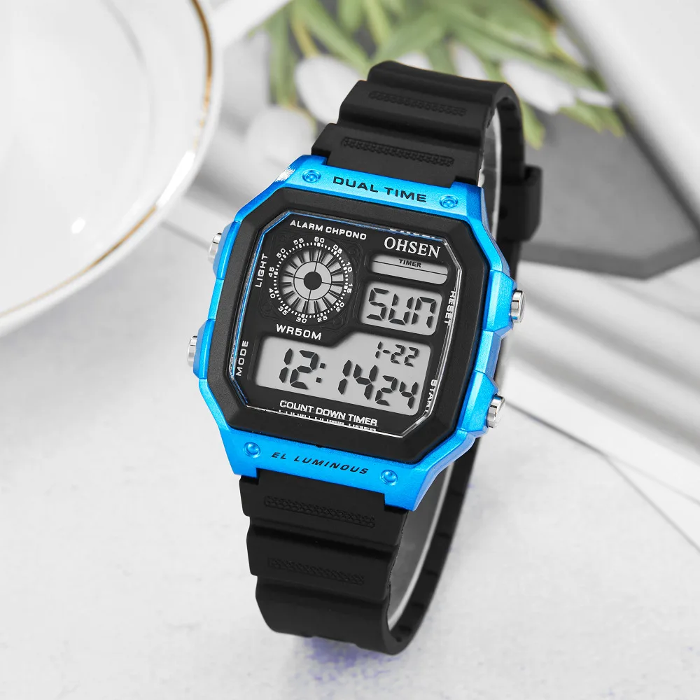 Digital LED Women Men Sport Watches OHSEN Fashion Red Waterproof electronic Wristwatch Multi function Man Diving Clock stopwatch