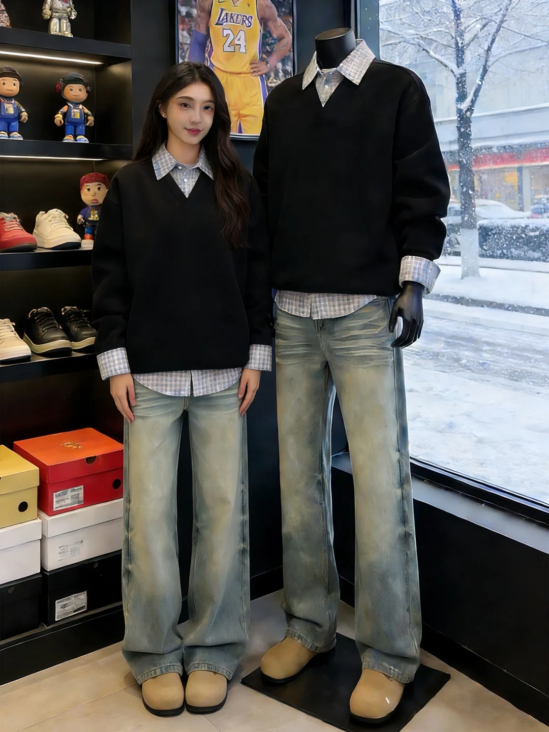 

Light Blue Jeans Men's Straight Leg Jeans High Street Vibe Slimming Waed Denim mid Waist Zipper Casual Wear