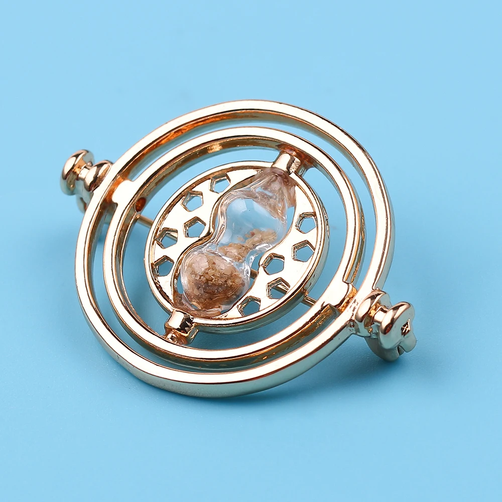 Movie Figure Hermione Granger Time Turner Hourglass Brooches Lapel Badges Jewelry Gifts for Fans Collection