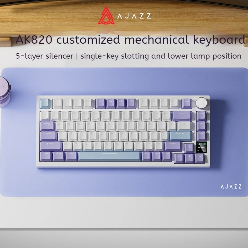 Ajazz Ak820pro Mechanical Keyboard 2.4gbluetooth Wireless Three Mode Rgb Backlight Gasket Structure Full Key Hot Plug And Unplug