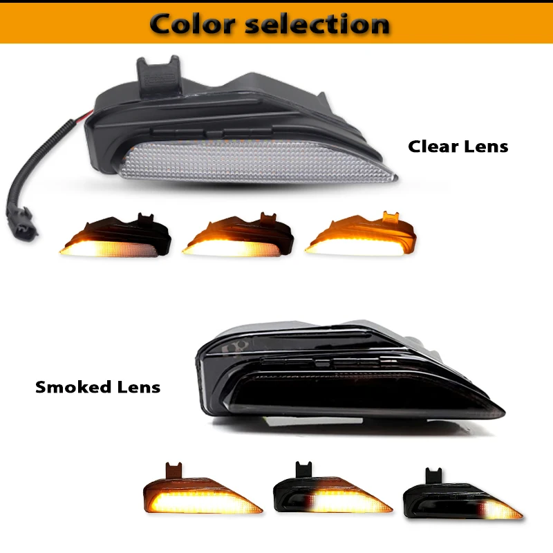 Dual-color Dynamic Amber LED Front Turn Signal Lights w/ White DRL / Driving Lights For 2014-2020 Infiniti Q50 Q50S Sport Model