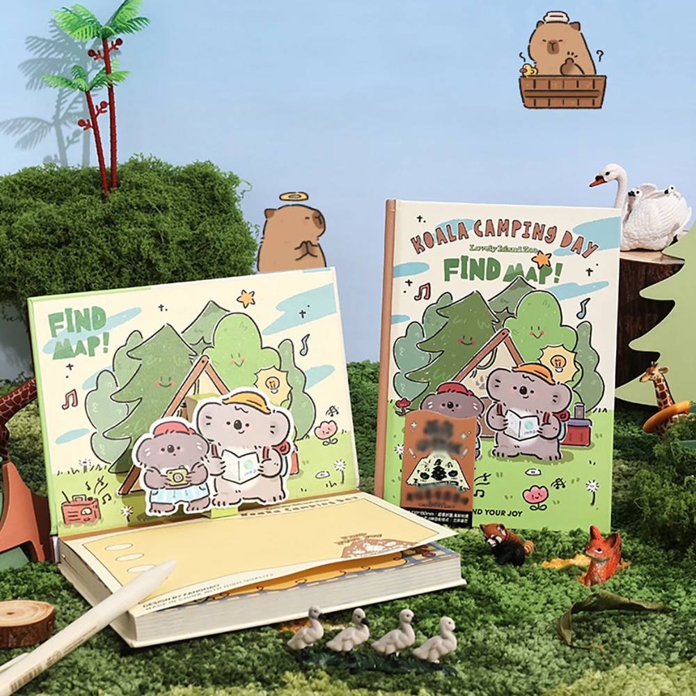 

Симпатичный блокнот серии Cute Island Animal City B6 с цветными страницами в твердом переплете, милый мультяшный трехмерный блокнот с заголовочной страницей, дневник.