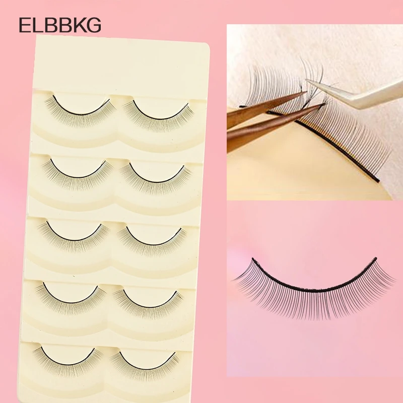 5 Pairs Individual Practice False Eyelashes Natural Training Lashes Eyelash Extension Practicing For Beauty Makeup Tools