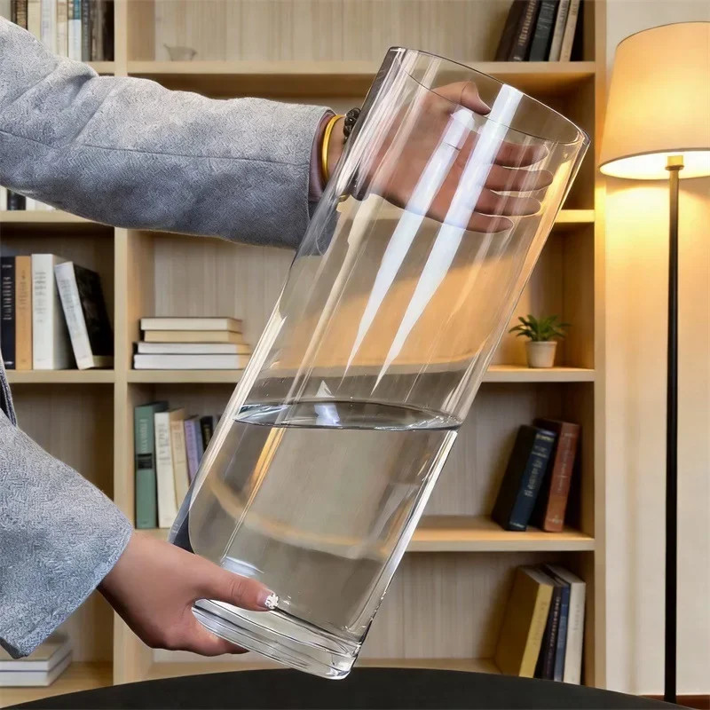 Acrylic Plastic Vase Drop Resistant Thickened Cylinder Flower Shop Transparent Flower Barrel  Minimalist Style Home Decor