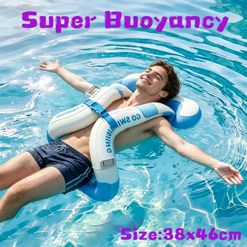 Inflatable Double Handle Swim Float Vest With Adjustable Safety Buckle Underarm Floaties Hands Free Swimming Pool Safety Learnin
