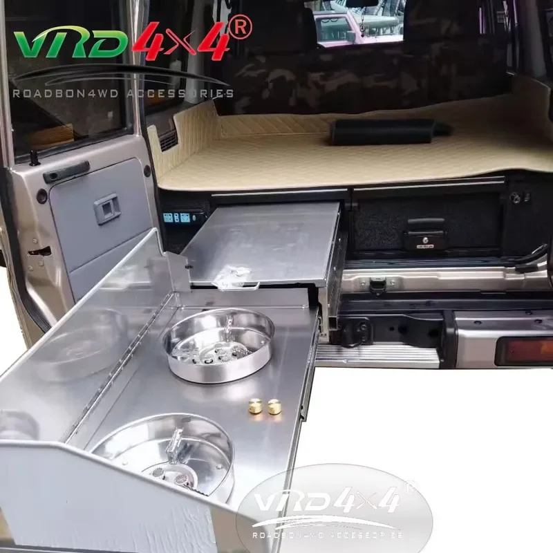 Stainless Steel Kitchen Drawer Set for Land Cruiser 76 71 78 Series VRD4X4 Full Storage Solution Perfectly Compatible