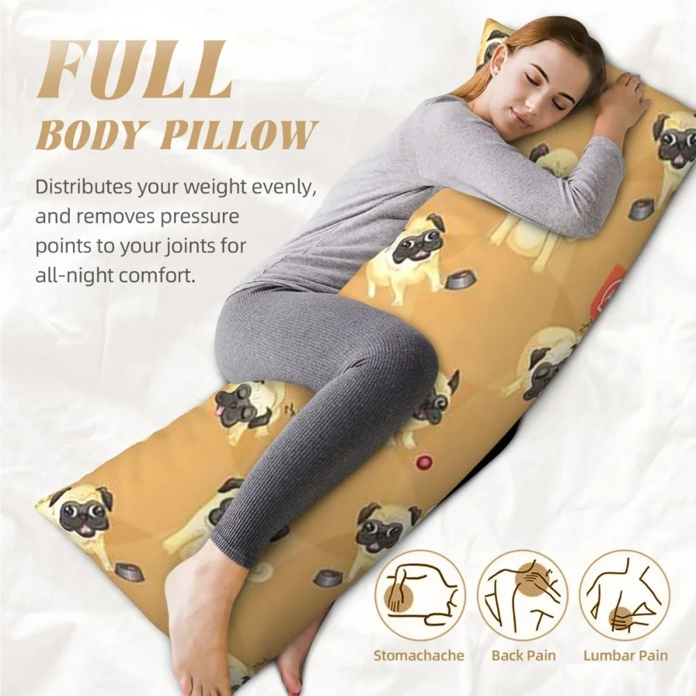 1pc Adorable Pug Dog Pattern Ultra-Soft Long Pillowcase - 20x54 Inches / 50x137cm - Vintage Style, Double-Sided Print Design, 10