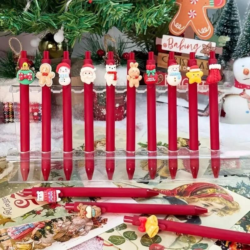 

5Pcs Christmas Gel Pen Student Prizes Cartoon Christmas Tree Santa Claus Snowman Gel Pen Creative Student Stationery Gift