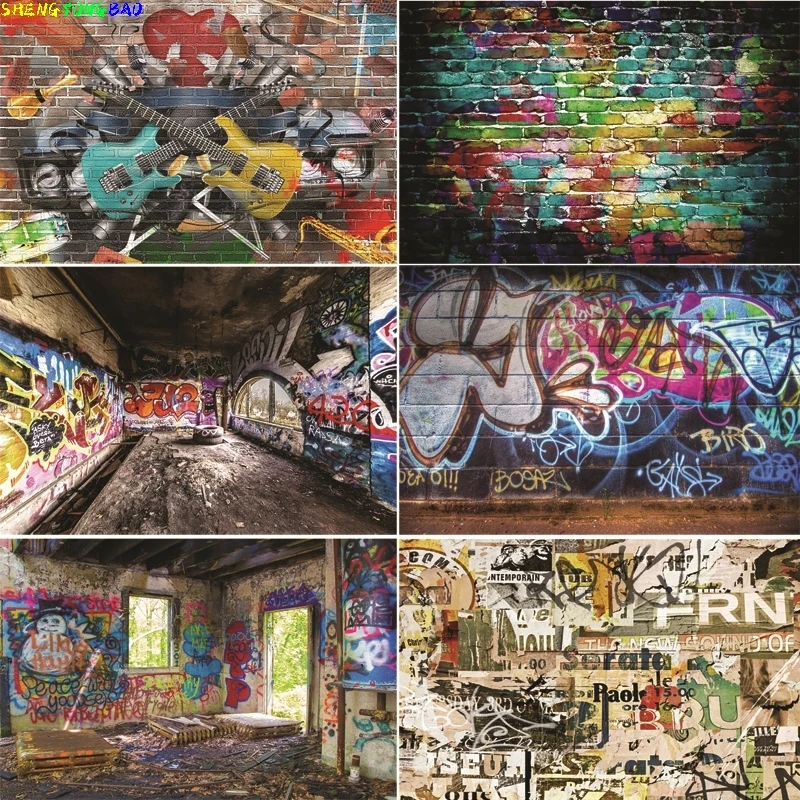 

Vinyl Custom Photography Backdrops Prop Graffiti Theme Photography Background 200509M-1