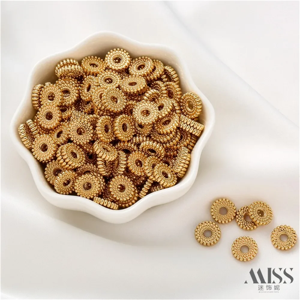 

14K Gold-plated Hemp Dot Lace Wheel Bead Spacer DIY Handmade Bracelet Necklace Bead Washer Accessory