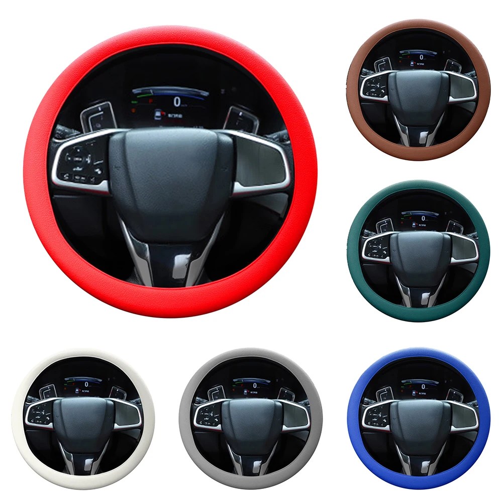 Auto Parts Steering Wheel Cover Silicone 33cm-42cm 6 Color Flexible Imitation Leather Lychee Grain 13inch-16.5 Inch New