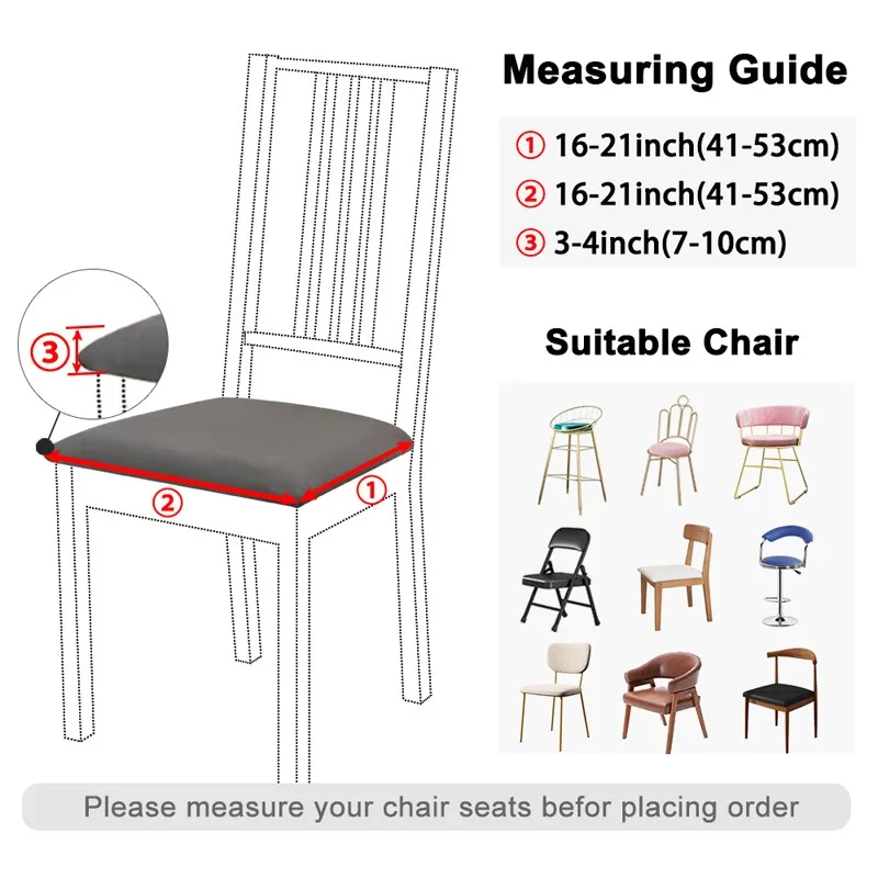 Stretch Jacquard Chair Seat Covers Chairs Removable Washable Upholstered Dining Room Seats Protector Cushion Slipcovers