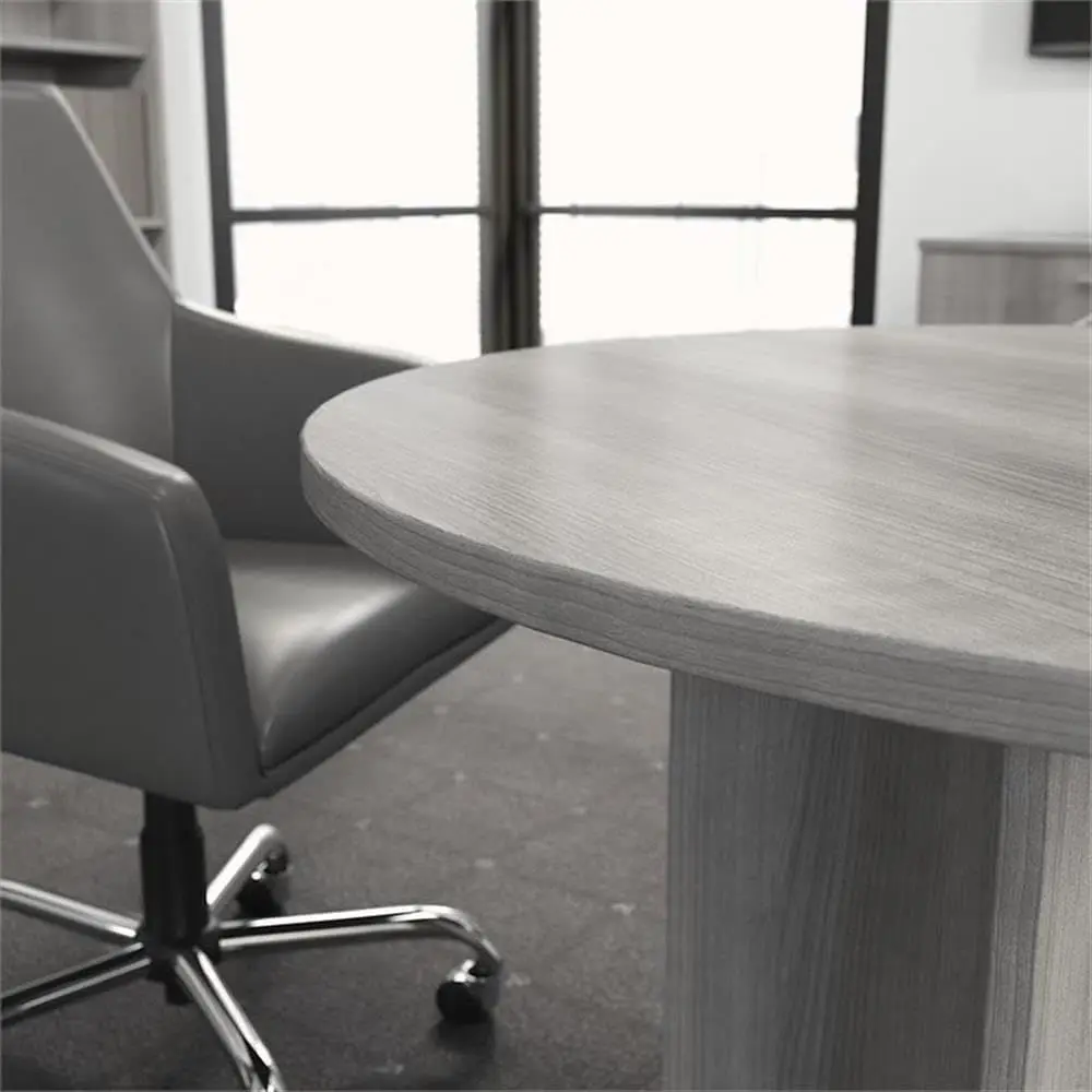 Platinum Gray 42W Wood Base Round Conference Table