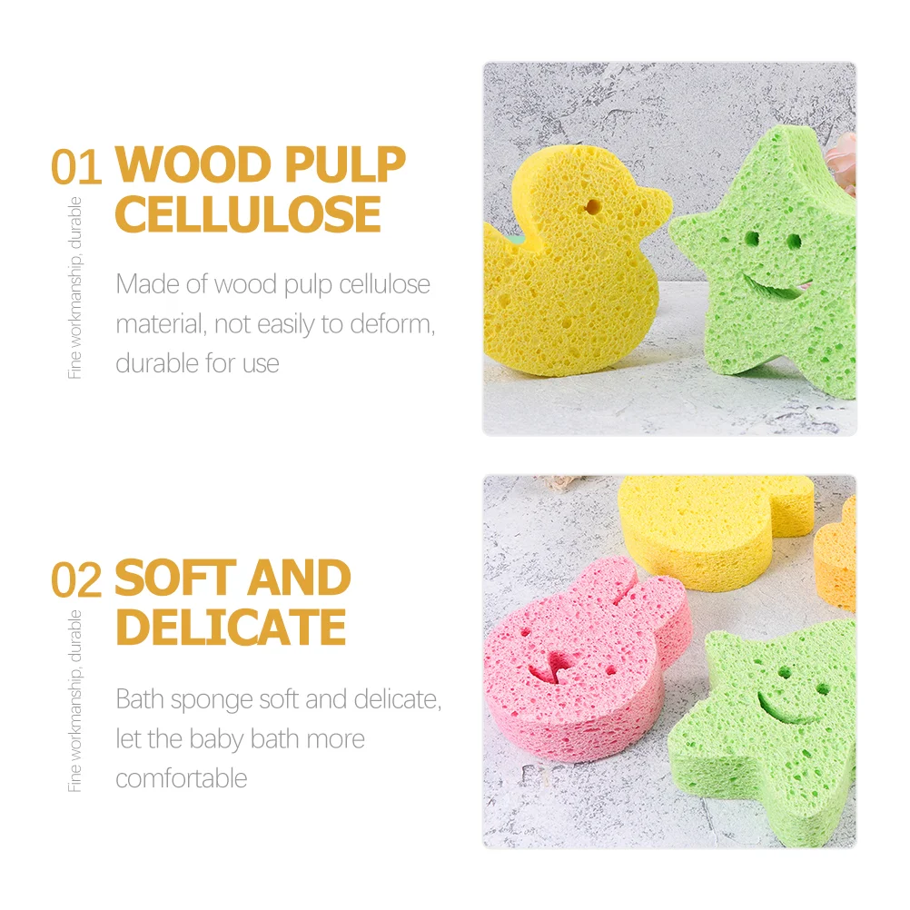 3 Pcs Children's Bath Sponge Kids Accessories Tool Wood Pulp Cellulose Baby Shower Sponges for Bathing Newborn Body Scrubber