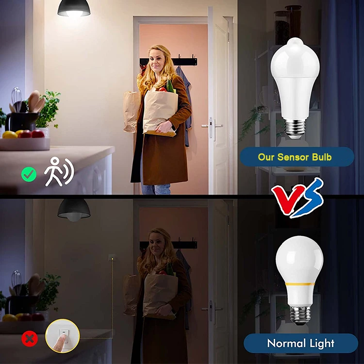 PIR LED SensorSmart Night Light PIR Motion Sensor Bulb 7W  E27 LED Safety Night Smart Bulb for Garage Corridors Toilet