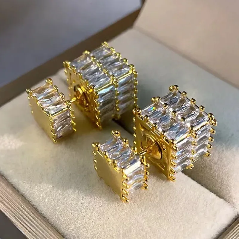 

High-quality High-End Zircon Vintage Fashion Jewelry, Women Cubic Square Earrings women's Light Luxury Style Earrings Girl Gifts
