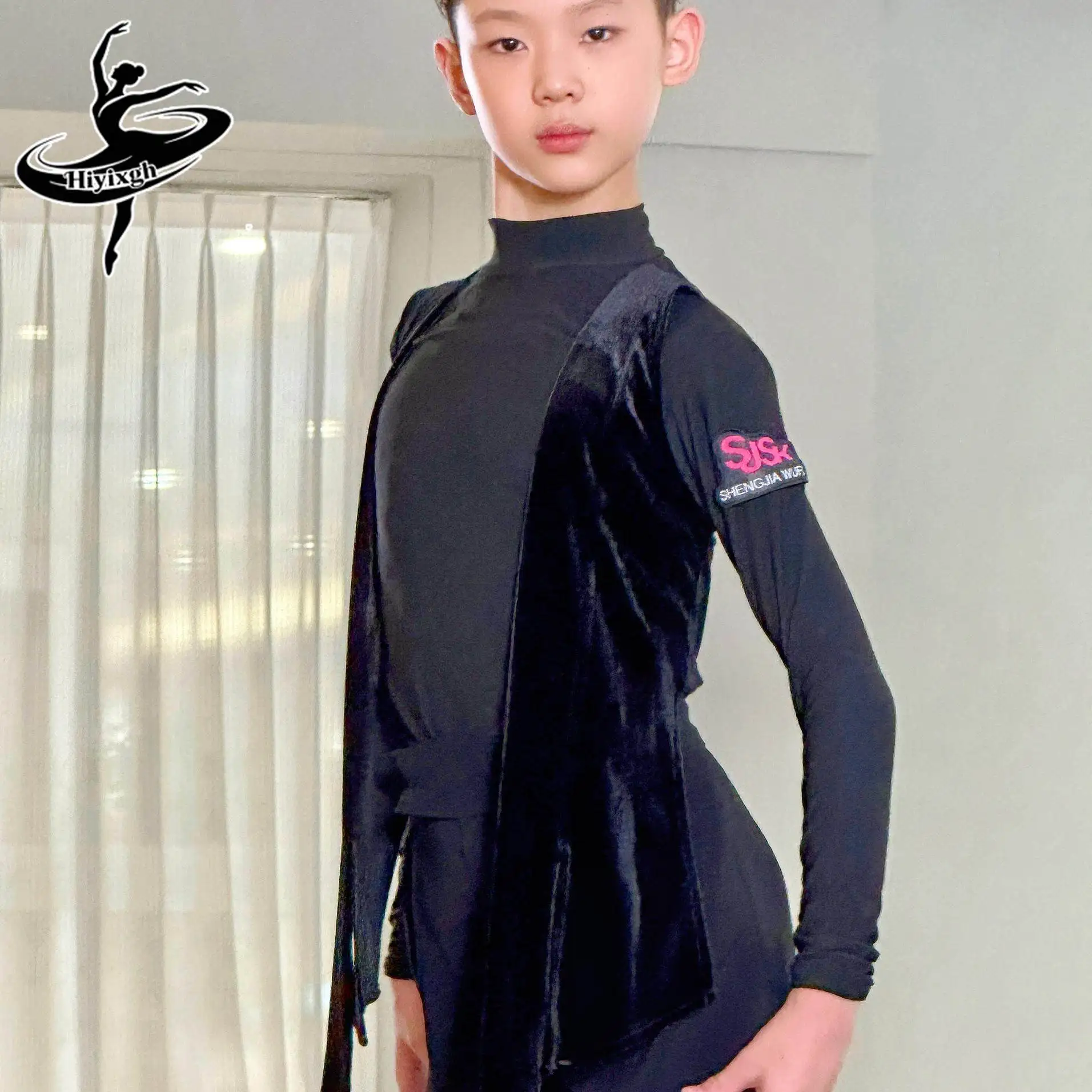 

Топы для латиноамериканских танцев для мальчиков, профессиональная одежда для национальных танцевальных соревнований, топы для танцевальных соревнований в стиле ча-ча, румба, бальные танцы, бархатные топы