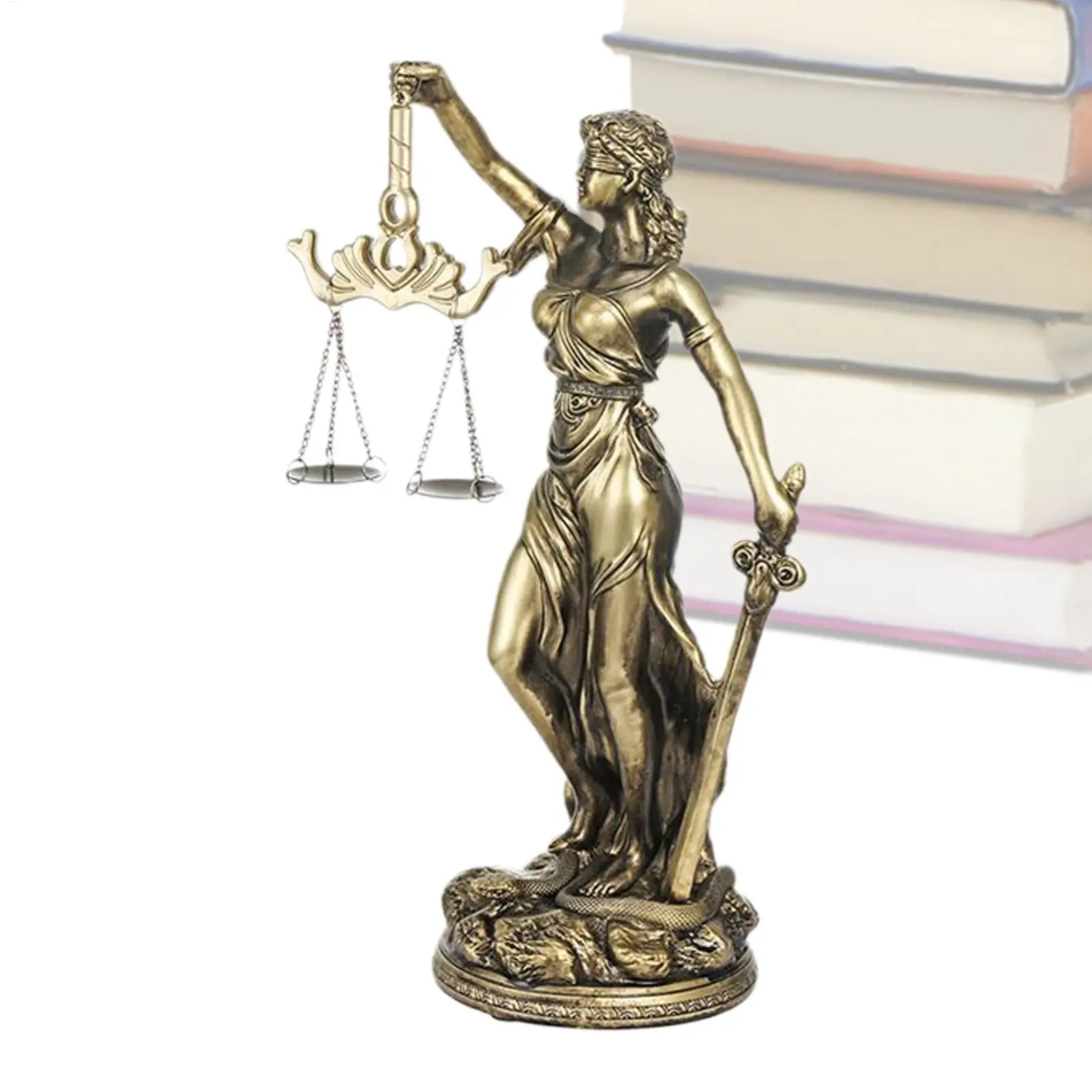 Justitia-Figur aus Kunstharz, Desktop-Skulptur, Waage der Gerechtigkeit, für Zuhause, Büro, Arbeitszimmer, Wohnzimmer, Schlafzimmer, Nachttisch