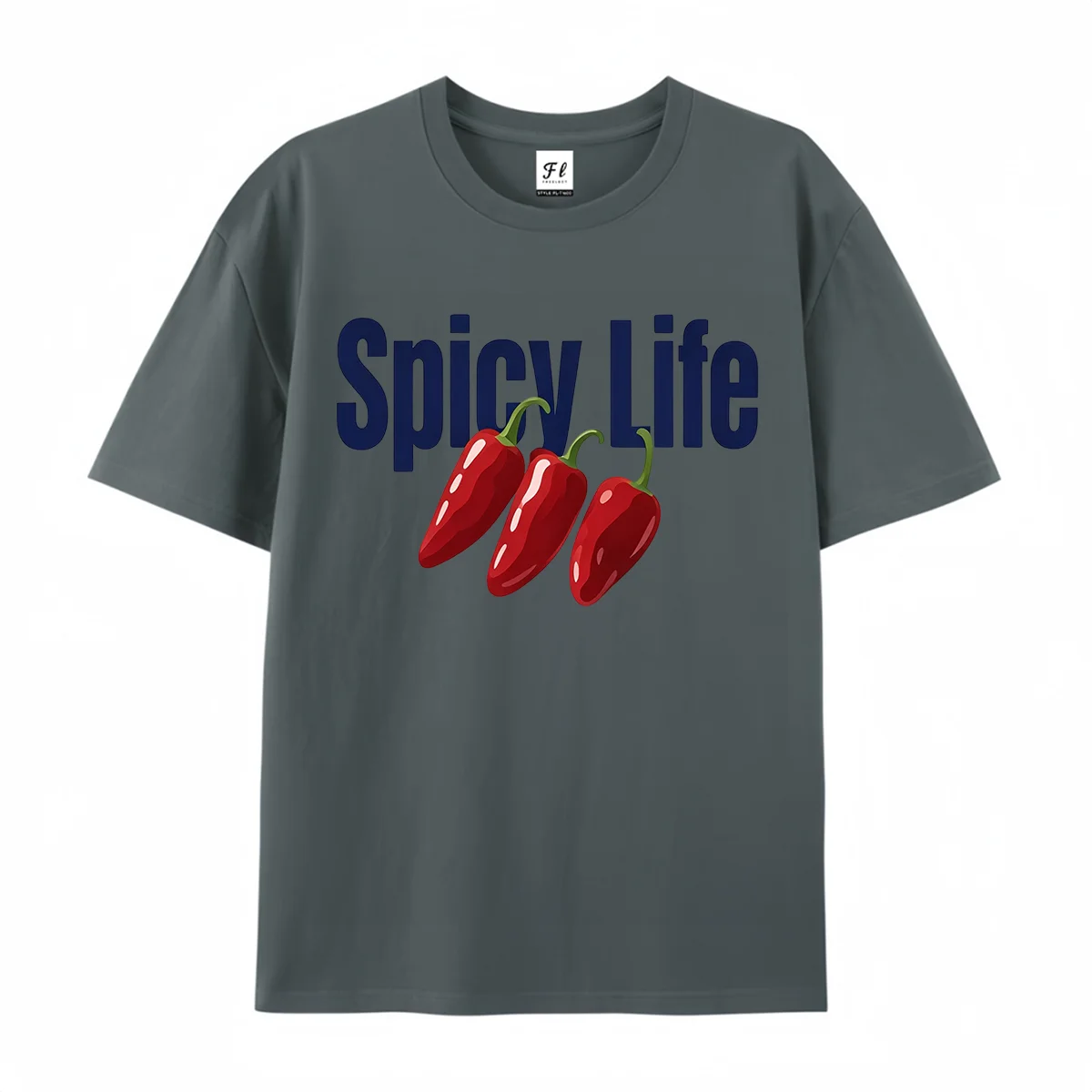 Spicy Life Red Chili Pepper Graphic T-Shirt Simple Text Slogan Tee Unisex Casual Short Sleeve Minimalist Vegetable Food Lover