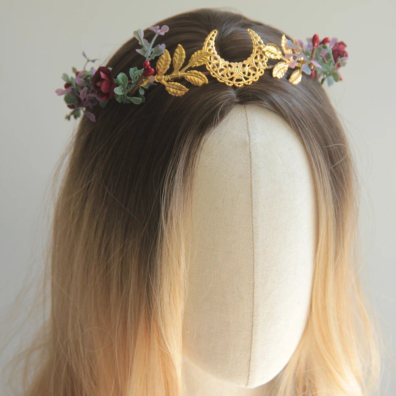 Woodland Elf Headdress Forehead Fairy Headband Retro Greek Goddess Leaf Moon Crown  Moon Headband Renaissance Festival Crown