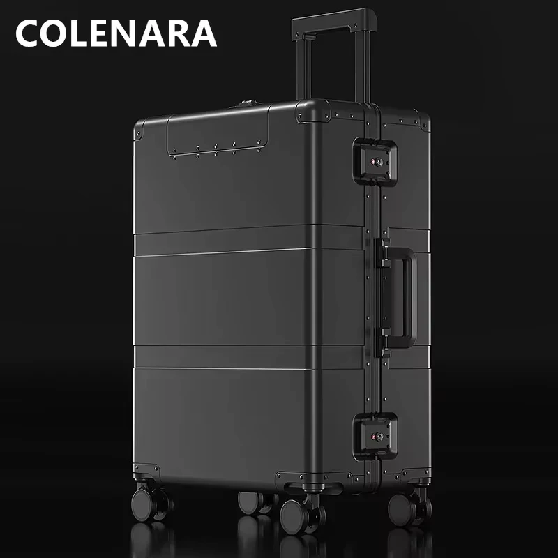 COLENARA Men's Suitcase Full Aluminum Magnesium Alloy Boarding Box Large Capacity Trolley Case 20