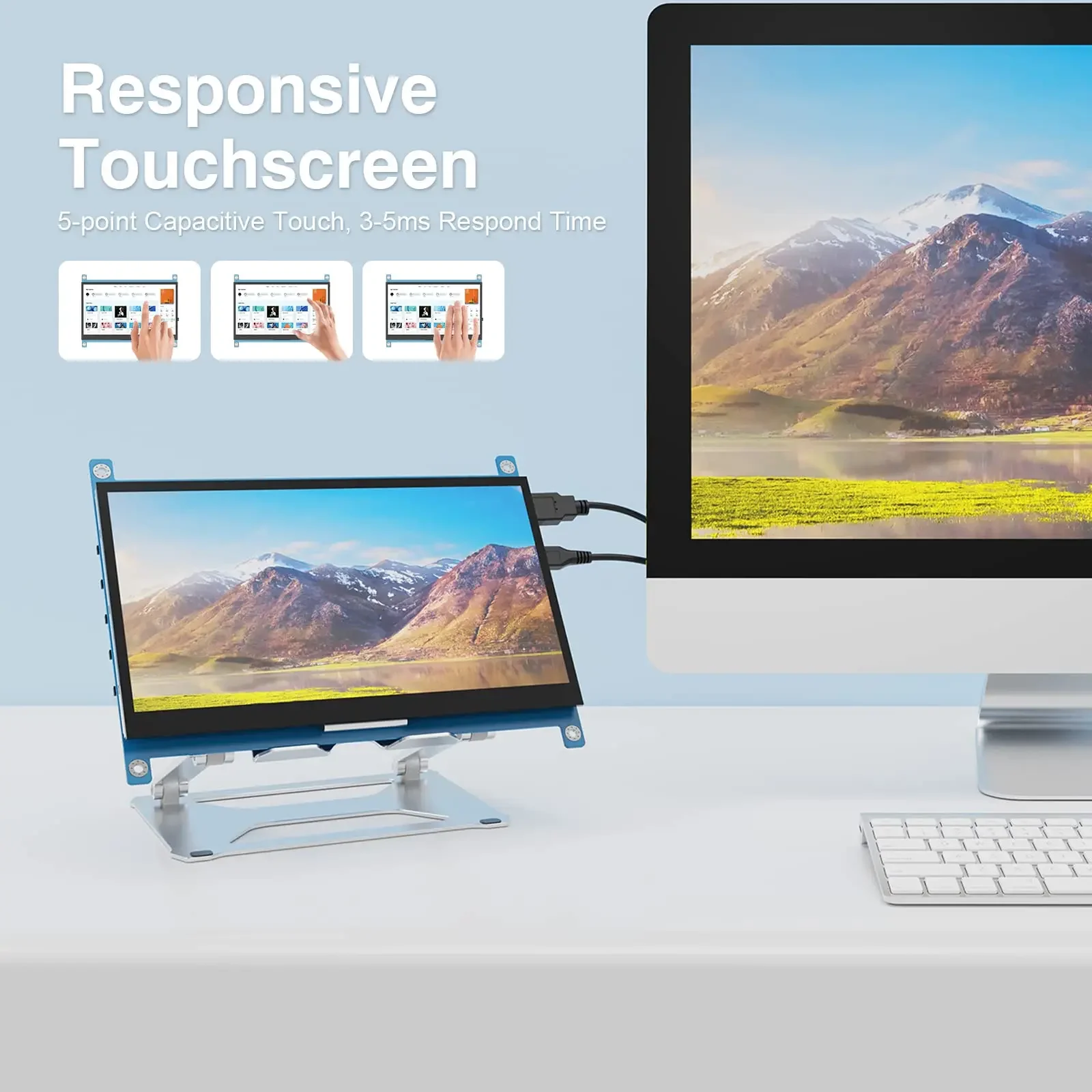 شاشة Raspberry Pi 7 بوصة 4/3/B+ 1024x600 محرك لوحة لمس سعوية مجانية شاشة HDMI صغيرة بدون حافظة لهاتف Win 10/8/7