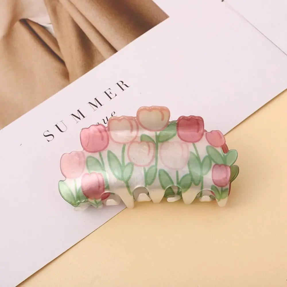 

Candy Color Large Grab Clip Shark Clip Rose Female Hair Accessories Korean Style Headwear Plastic Hair Claw Flower Hair Clip
