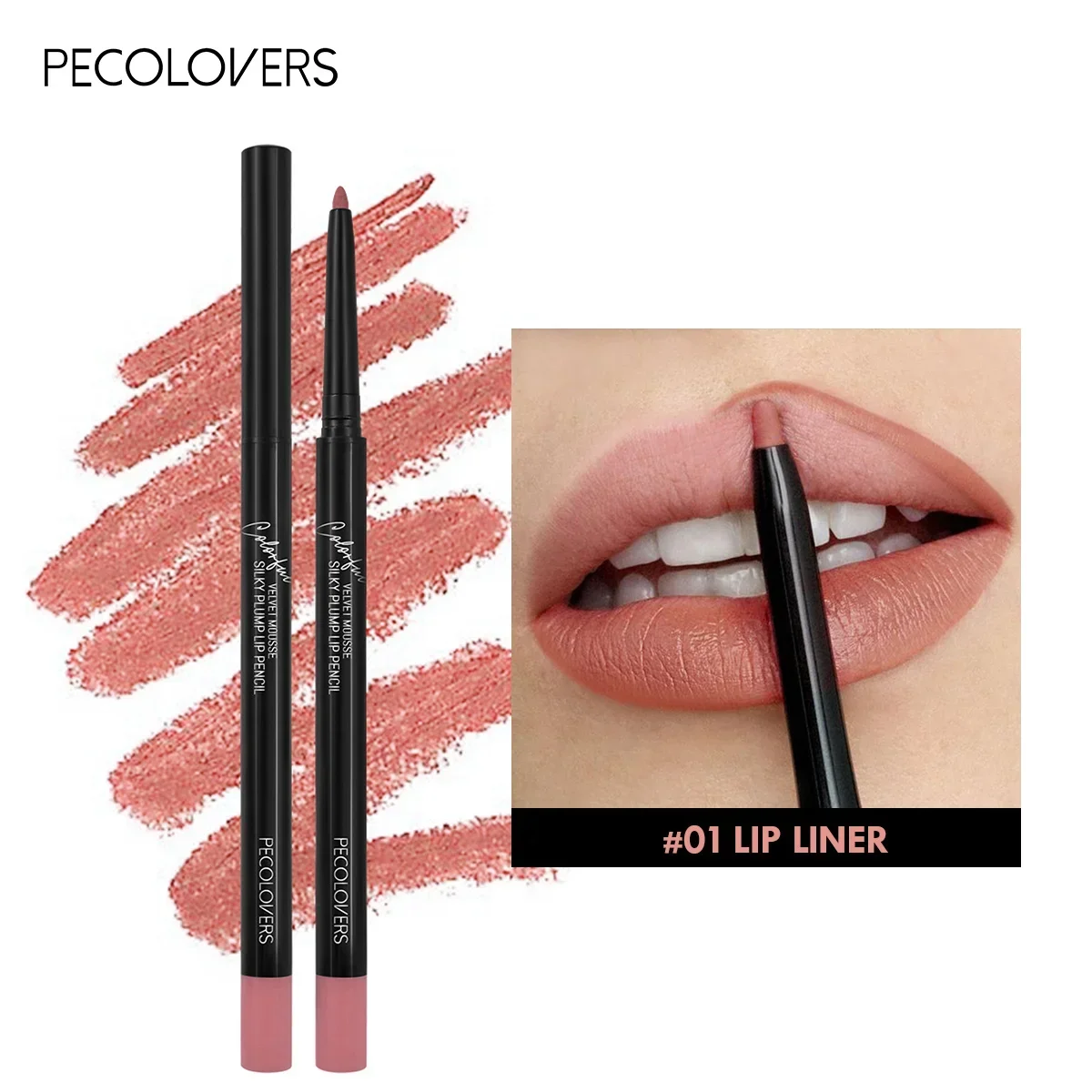1 PC Matte 2-in-1 Lip Liner, กันน้ํา, ติดทนนาน, Red Brown Lips Outline Stick, เหมาะสําหรับการออกเดท