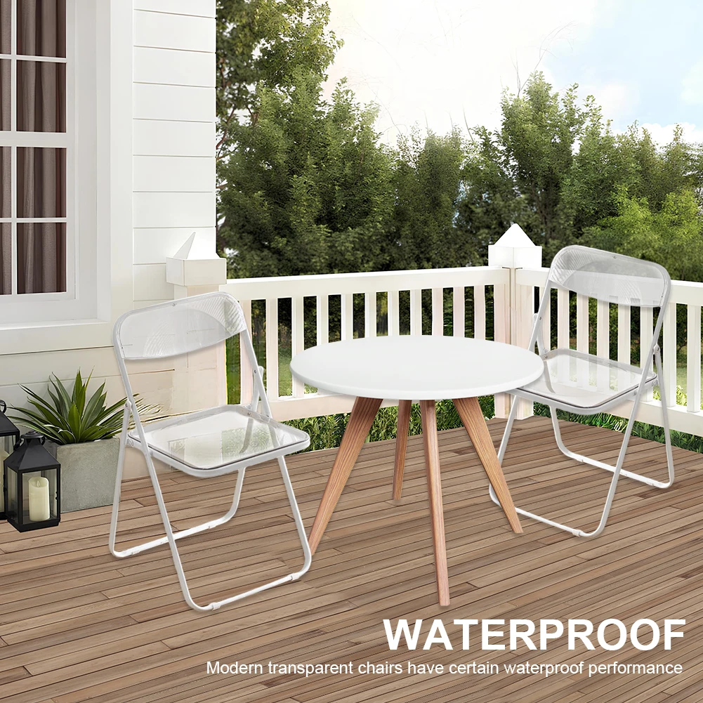 Transparent Folding Chairs Acrylic with Chrome Frame Living Room Seat Lightweight for Living Room Office Waiting Room