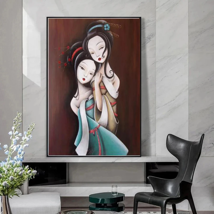 Japan Woman Figure Jewel Cross Stitch Living Room Decoration Diamond Art Painting Female Japanese 5D Diy Paint