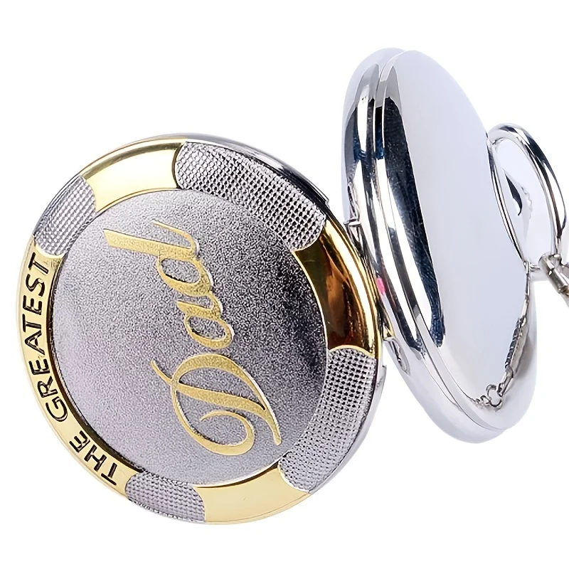 Silver And Golden Retro Style Pocket Quartz Watch Father's Best Gift Fashion Pocket Watch