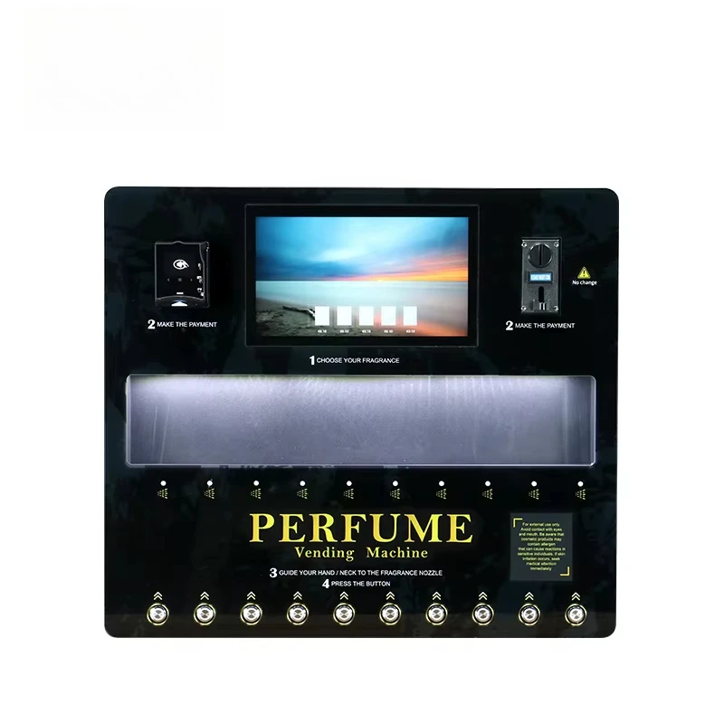 Smart 10 Spray Nozzle Perfume Dispenser Vending Machine Customized Automatic Card Reader Cash Coin Acceptor Reliable Performance