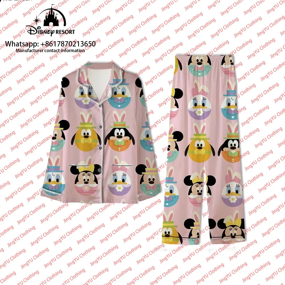 Mickey cartoon pajamas 2024 autumn new cute pajamas set casual home clothes fashionable and comfortable cute pajamas