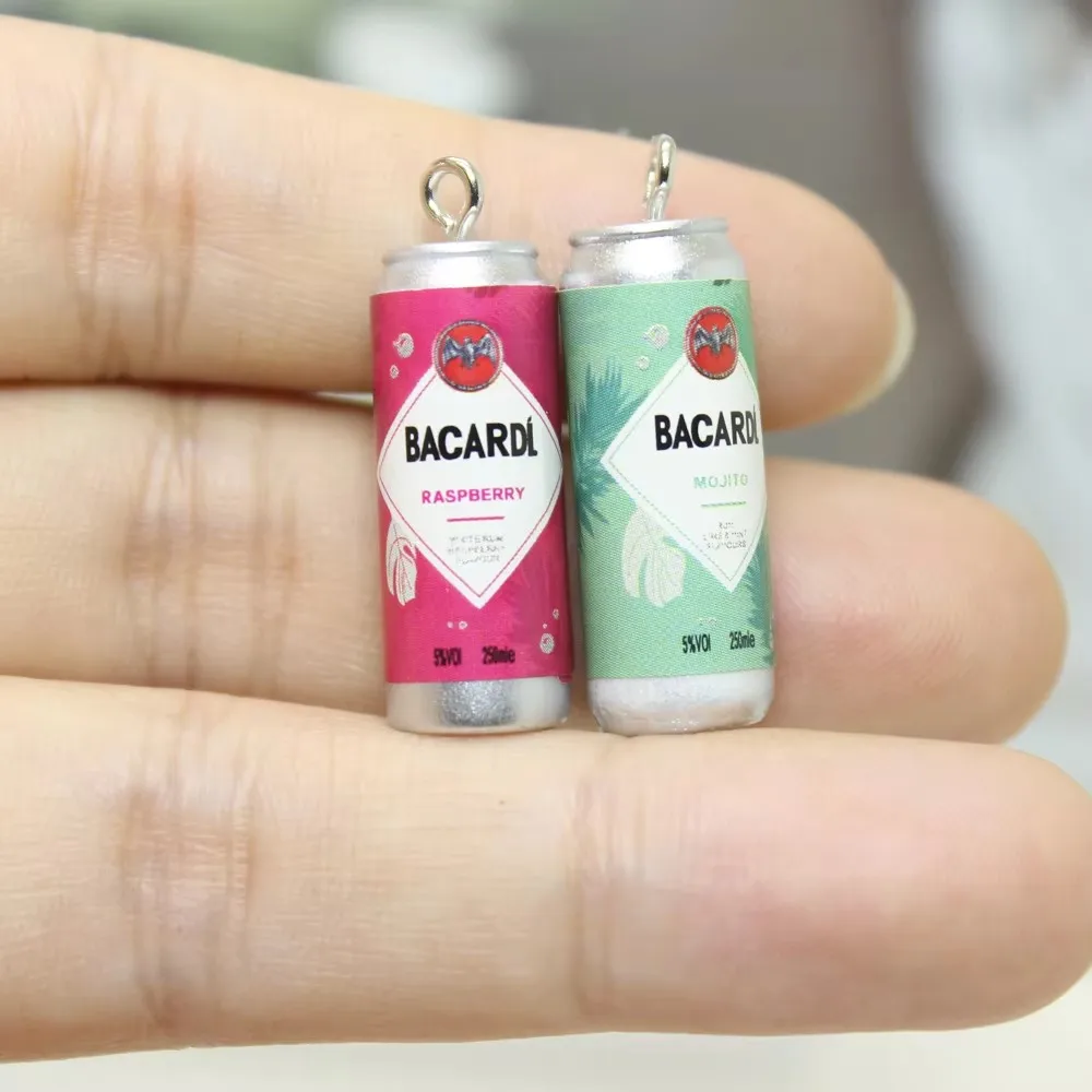 8Pcs/Lot Resin Simulation 3D Drink Bottle Charms Alcohol Cans Pendant For Earring Bracelet Keychain Diy Jewlery Findings