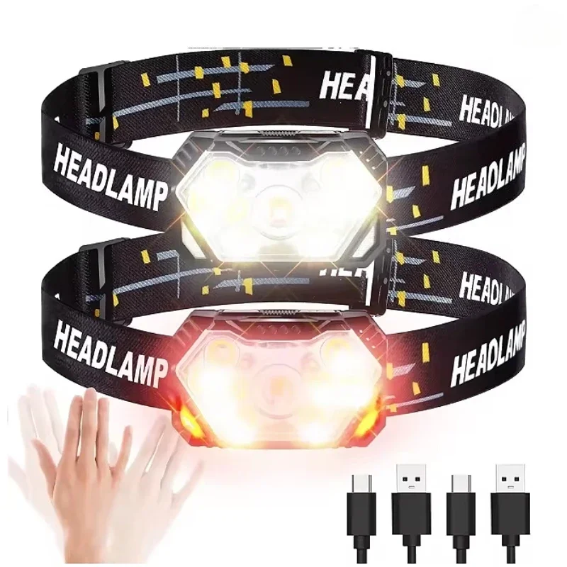 9 Led Strong Light Headlamp USB Rechageable Motion Sensor Headlight Portable Fishing Camping Outdoor Head Lamp Work Flashlight