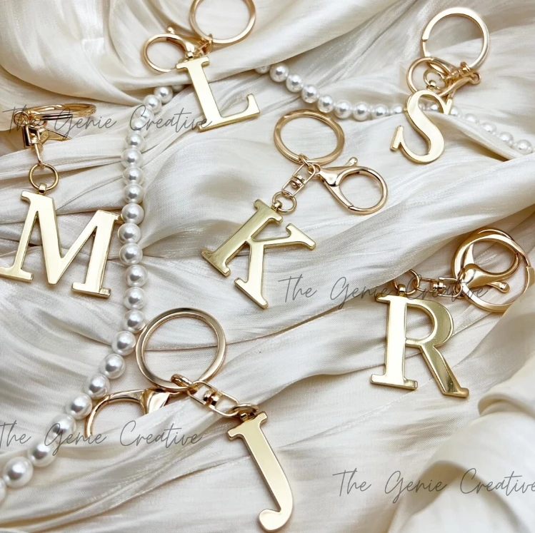Stainless Steel 3D Initial Keychain 4 Colors Gold Rose Black Silver Lobster Clasp Custom A-Z Letter Key Tag For Her
