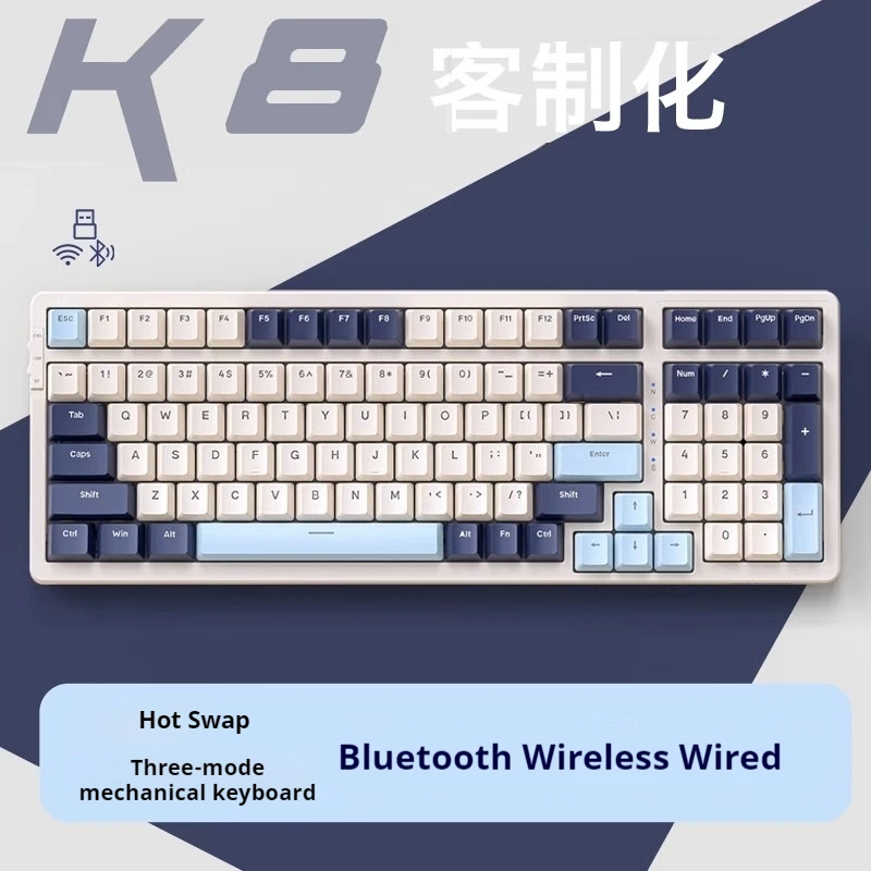 ZIYOULANG K8 Mechanical Keyboard Wireless Bluetooth Three Mode Connection Hot Swap Customized Gasket For PC Gamer Accessories