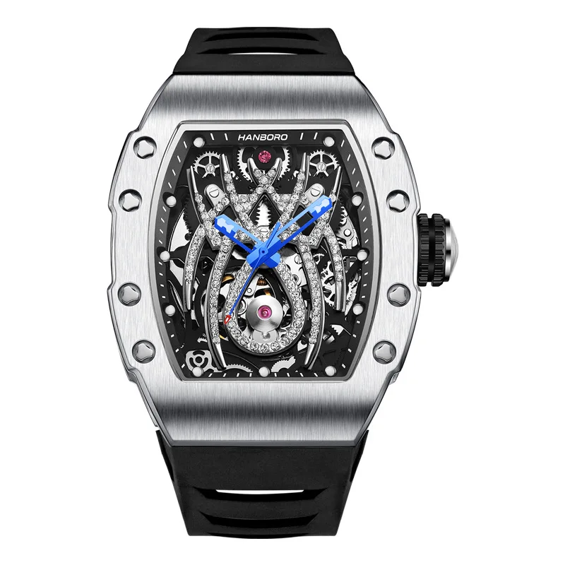 

HANBORO Men's New Fully Automatic Mechanical Watch fashion Trend Skeleton Watch Luminous Waterproof Men's Watch