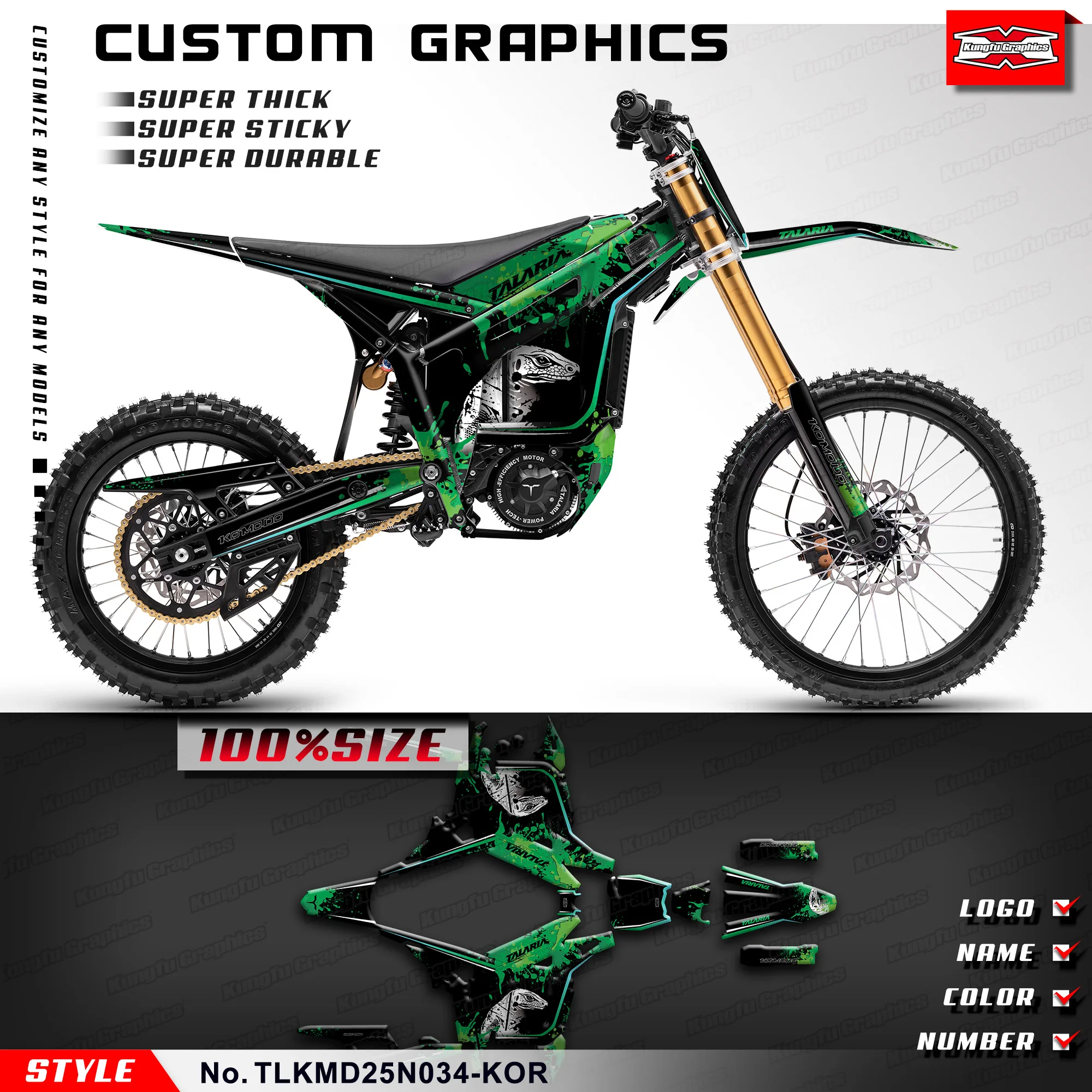 KUNGFU GRAPHICS Motorcycle Stickers Graphics Kit for TALARIA KOMODO, Rebuild Kit, TLKMD25N034-KOR