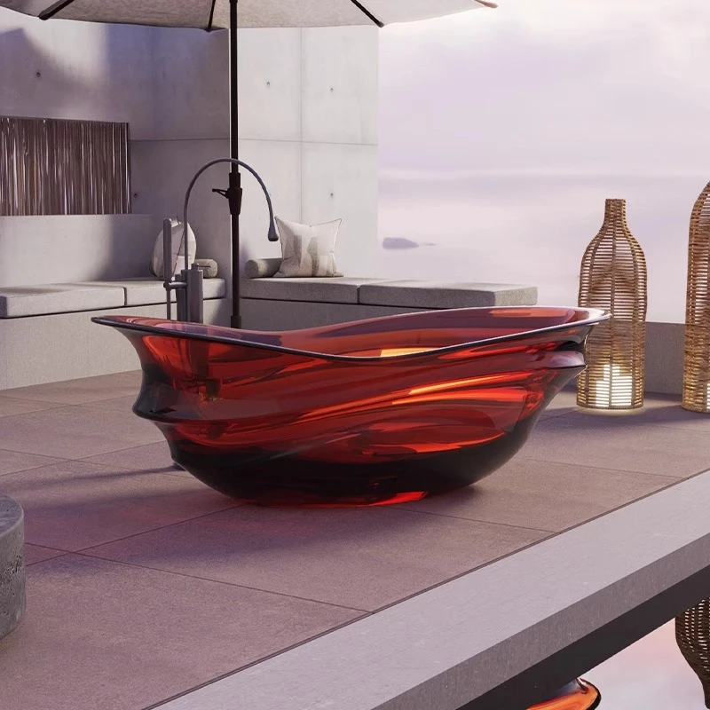 Transparent Resin Bathtub Crystal Color Art Bathtub Home Hotel B & B Designer Independent Bathtub