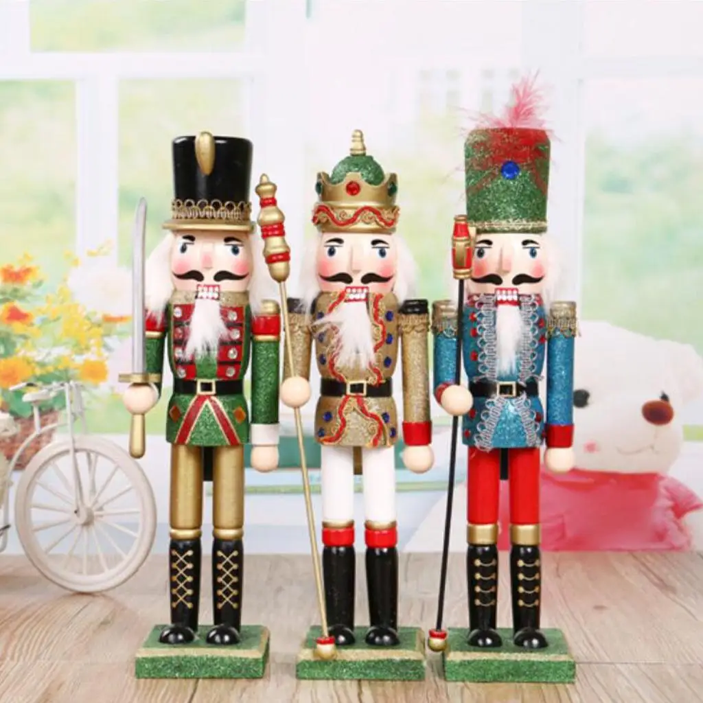 Christms Nutcrcker Soldier Puppet Sculpture Decortion Doll Figurines New Yer Gifts for Kids Fries