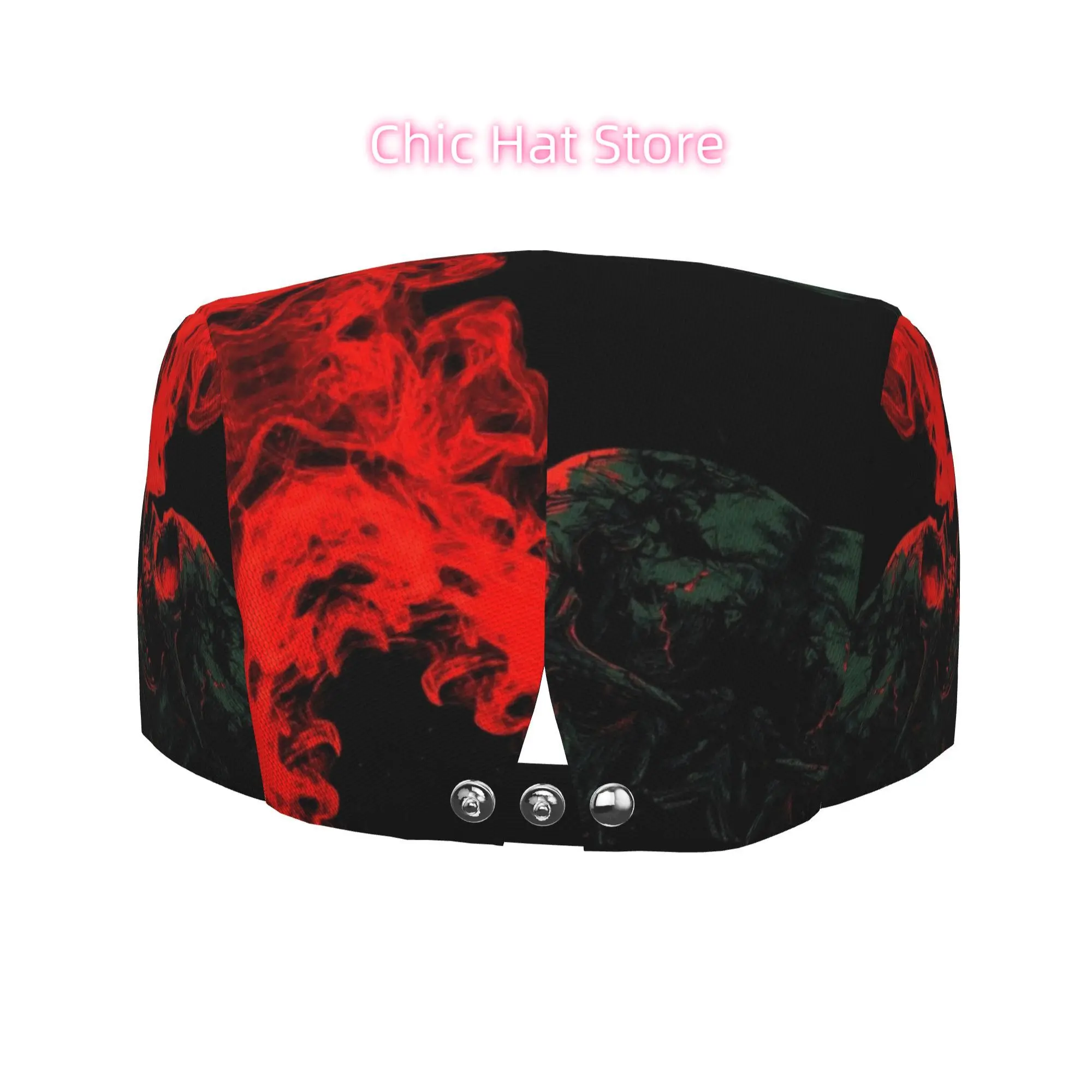 1pc Smoking Skull with Red Smoke All-over Print Flat-top Hats for Men and Women, Newsboy Caps, Berets, Irish Hats, Driver Caps,
