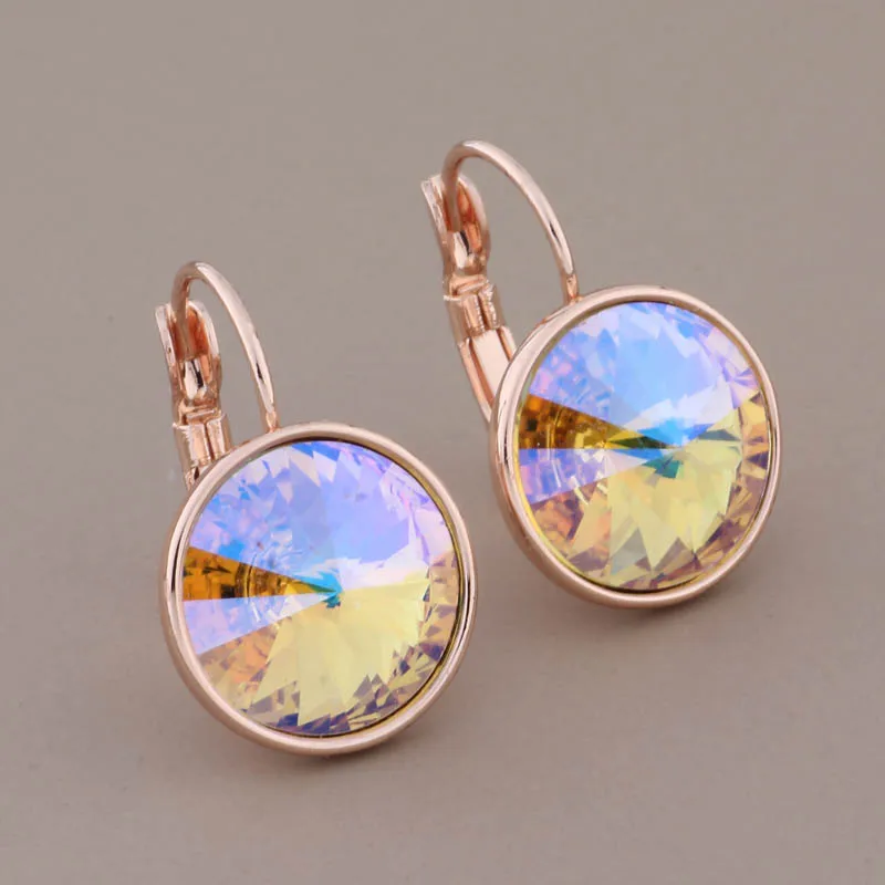 14mm Round Luxury Designer Jewelry 585 Rose Gold Color High Quality Hanging Earrings Geometric Modern Earrings For Women