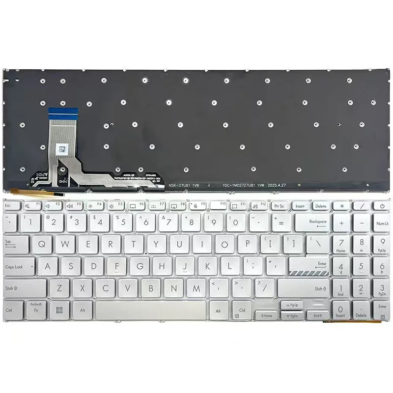 New US Layout Keyboard For ASUS VivoBook Go 15 OLED E1504 E1504F E1504G Black/Silver Color