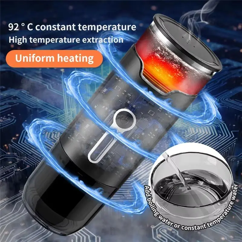 A01F-Portable Coffee Maker Electric - Compact Capsule & Powder Brewer, Ideal For Travel & Office Use