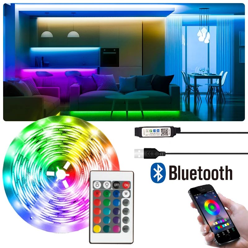 

USB Phone Control DC5V Lamp for TV Backlight Bluetooth Strip Lights 5050 LED Ice Lights Mode for Room Decor светодиодная лента