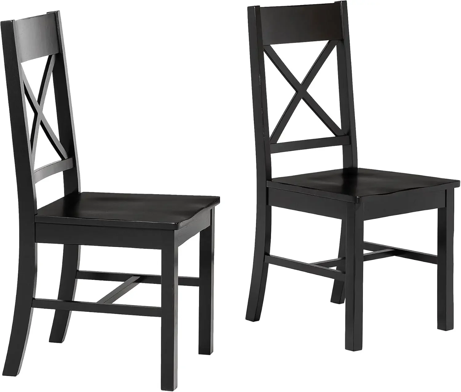 Walker Edison Modern Farmhouse Wood X-Back Armless Dining Chairs Kitchen, Set of 2, Black